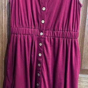 Sleeveless Plum Button-Down Dress
